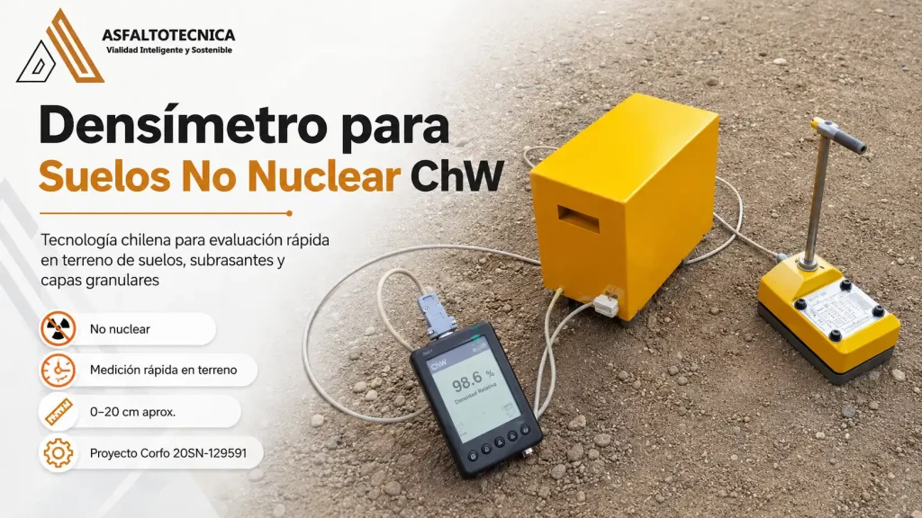 Densímetro para Suelos No Nuclear ChW desarrollado en Chile para evaluación de suelos y capas granulares en terreno